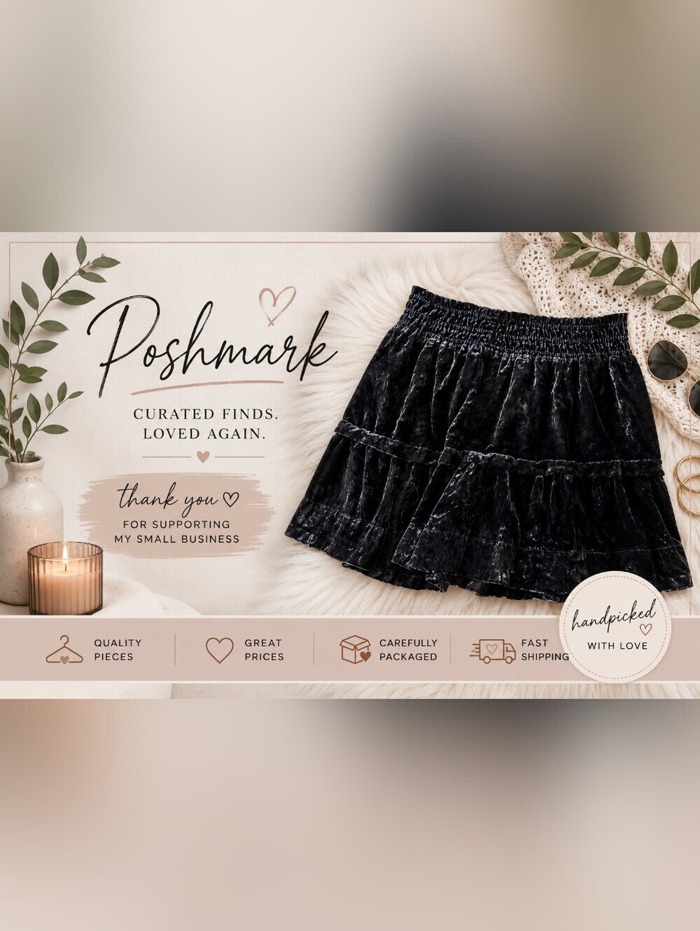 NWT Anthropologie Black Crushed Velvet Tiered Mini Skirt L
